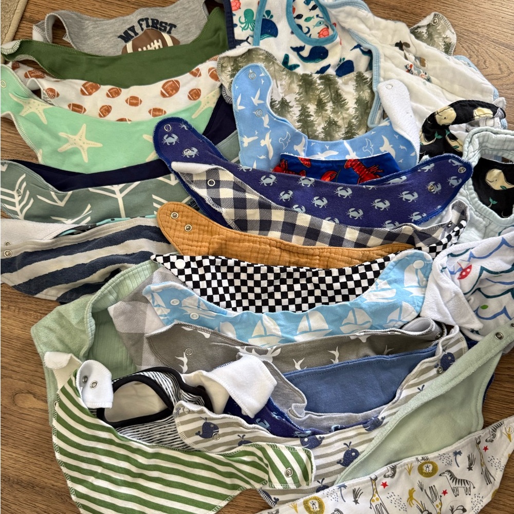 Baby Bandana Bib Bundle - Nautical & Green Prints